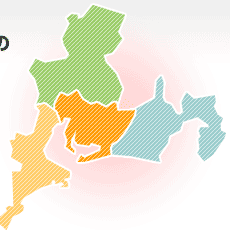 営業エリア　愛知・岐阜・三重・静岡の地図